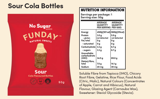 Sour Cola Gummy Bottles 50g (12 BAGS IN EVERY BOX)