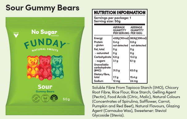 Sour Vegan Gummy Bears 50g (12 BAGS IN EVERY BOX)
