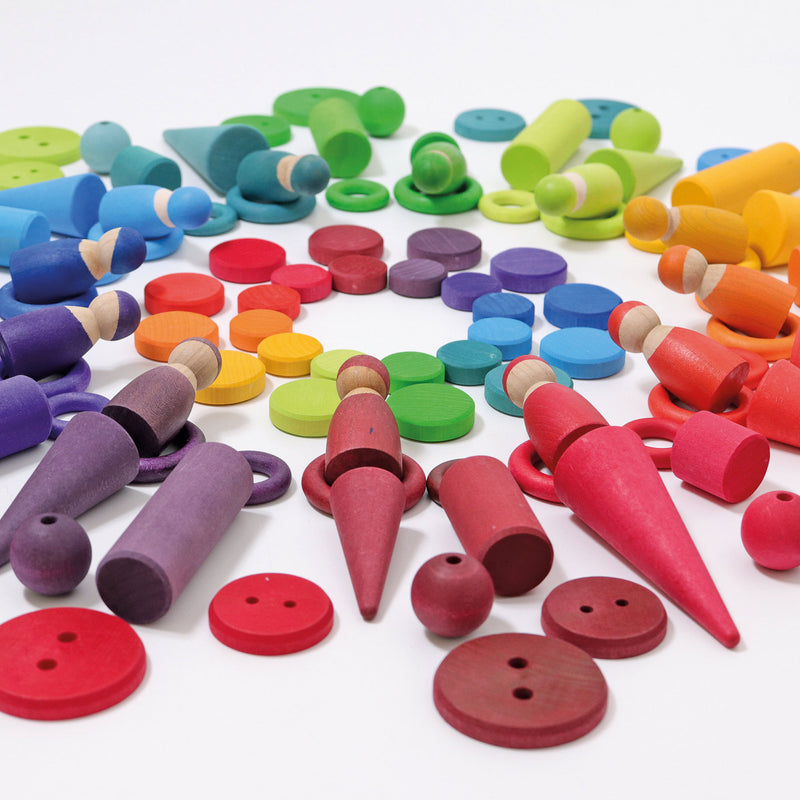 Wooden Rainbow Coins, Grimm's, KEKA TOYS