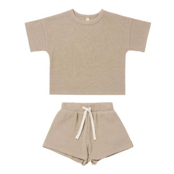 Waffle Crew Neck Top & Bottom Set