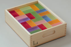 Lumi Translucent Building Blocks in Wooden Box (96 blocks)