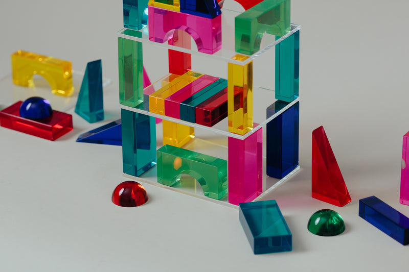 Luxy Luminescent Building Blocks Colour in Wooden Box (84 block and 14 bases)