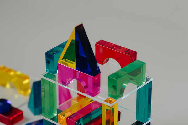 Luxy Luminescent Building Blocks Colour in Wooden Box (84 block and 14 ...