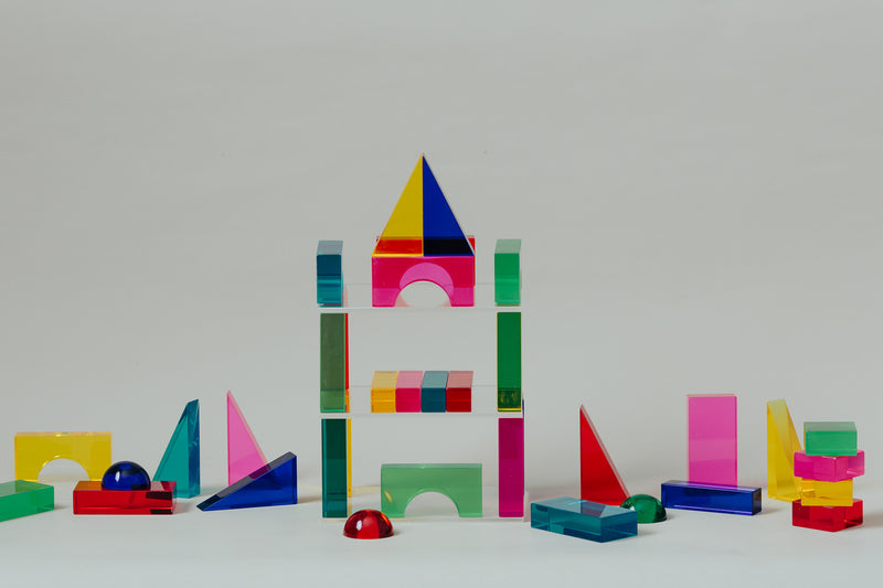 Luxy Luminescent Building Blocks Colour in Wooden Box (84 block and 14 bases)