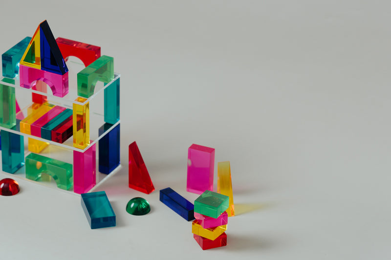 Luxy Luminescent Building Blocks Colour in Wooden Box (84 block and 14 bases)