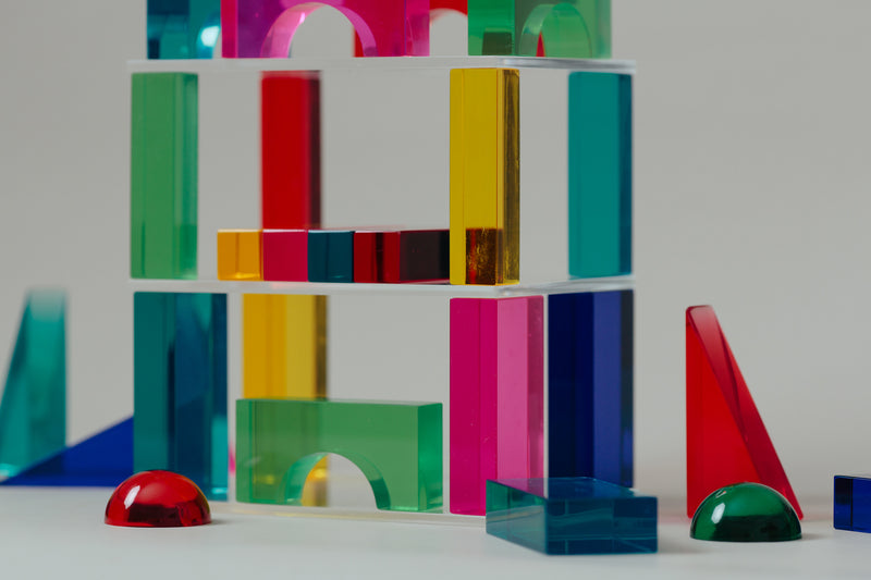 Luxy Luminescent Building Blocks Colour in Wooden Box (84 block and 14 bases)