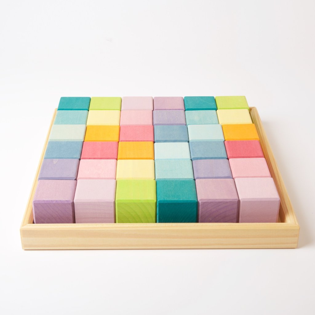 Cubos de madera colores pastel (36) - Grimm's