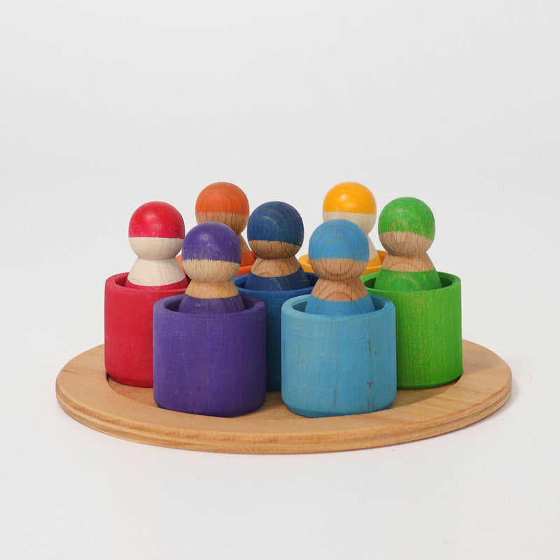 7 Rainbow Friends in Bowls, Grimm's, KEKA TOYS