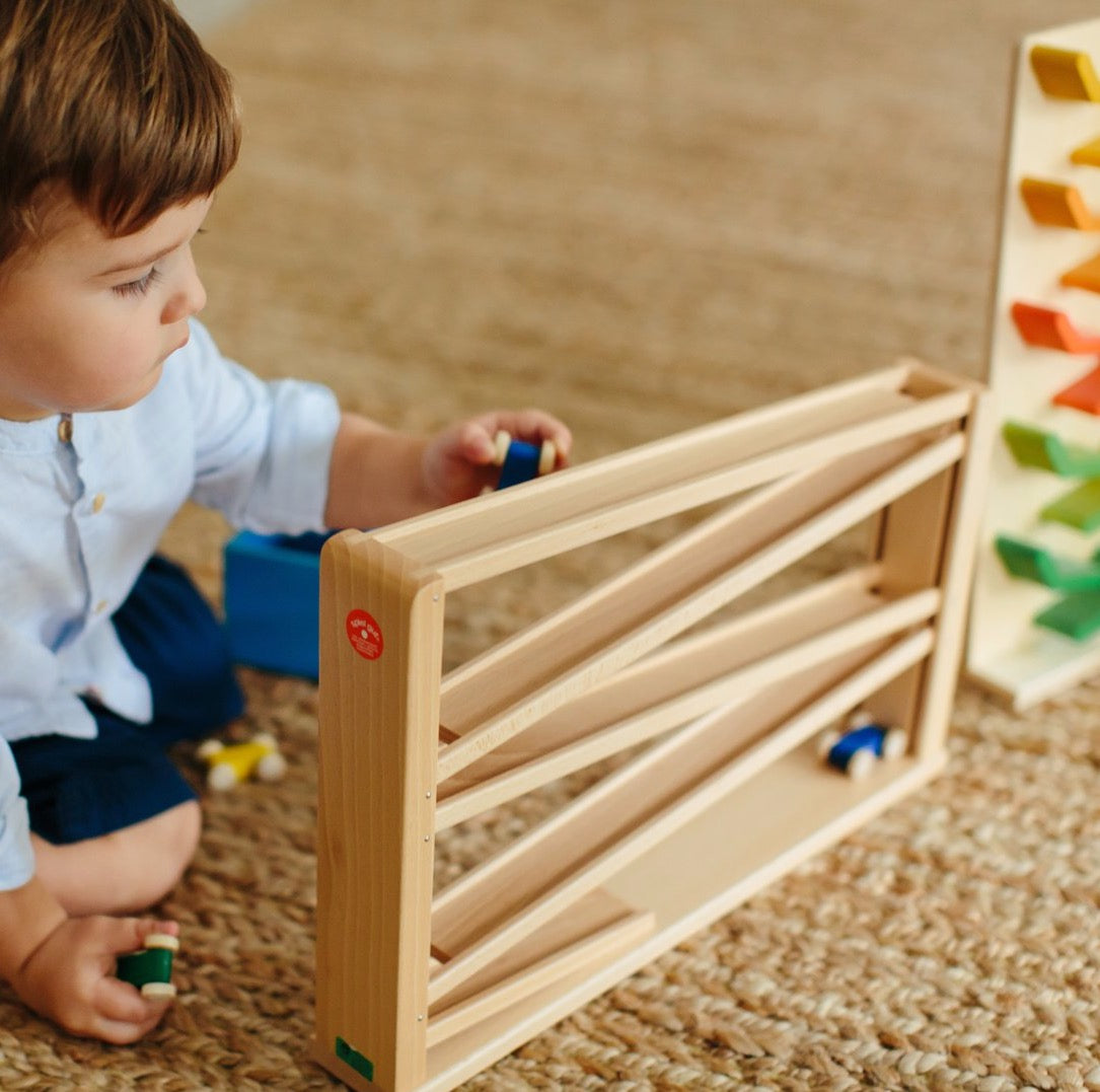 Race Track Natural with 4 Colourful Cars | KEKA TOYS